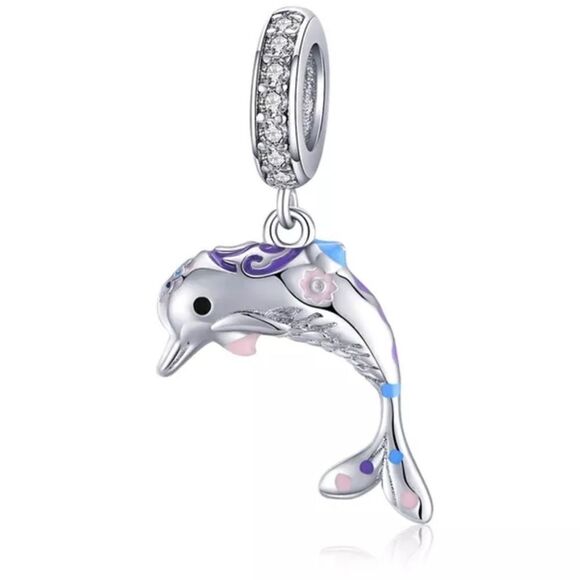 925 Silver Dolphin Nautical Charm - Picture 1 of 12